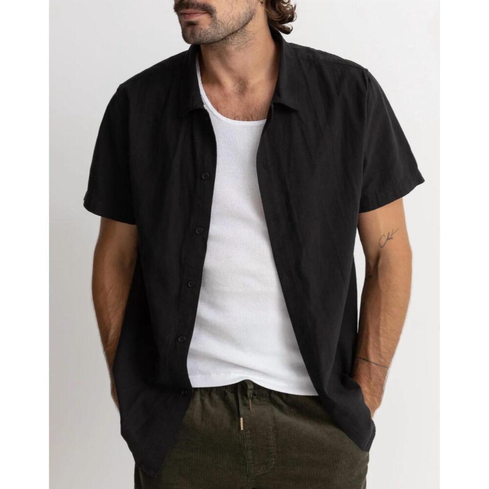 NEW RHYTHM. classic short sleeve shirt in washed black